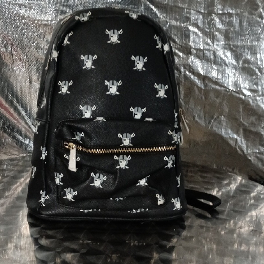 Black Backpack with Dog Print
